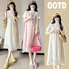 批发实拍时尚<b class='q'>大码</b>2026夏季新假两件品<b class='q'>孕妇装</b>连衣裙