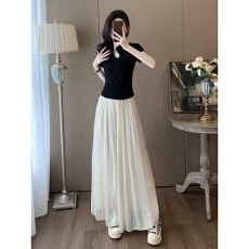 批发国风短袖套装女夏显瘦洋气显瘦气质<b class='q'>时尚</b>休闲阔腿裤裙两件套