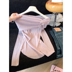 批发实拍长袖t恤2026新款<b class='q'>夏季</b>穿搭防晒罩衫一字肩修身设计感气质上衣