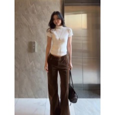 批发美式辣妹高领扭花短袖针织衫女春<b class='q'>夏</b>2026新款修身短款小众毛衣上衣