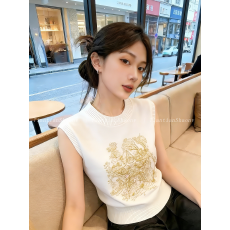 批发自留款推荐~重工刺绣针织背心女2026新款高级感减龄显瘦无袖上衣