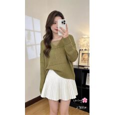 批发温柔风慵懒风V领镂空设计高级感针织衫女<b class='q'>春</b>夏薄款套头上衣潮27883