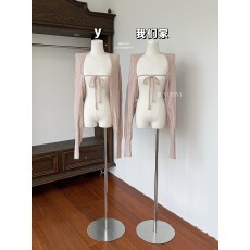 批发现张元英同款Threeti*韩国小众设计慵懒风短款系带针织披肩开衫女