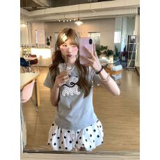 批发刺绣贴布+内里铺布【40支奥代尔210克纯棉】短袖女