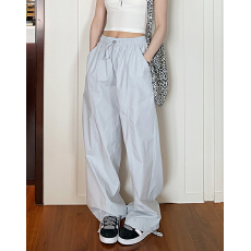 批发原版水洗全棉 显瘦抽绳宽松垂感拖地长裤阔腿工装裤