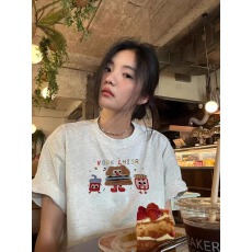 批发21支纯棉-210克100%棉 2026年春夏装短袖T恤<b class='q'>女</b>韩版印花