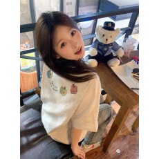 批发21支纯棉-210克100%棉 2026年春夏装短袖T恤<b class='q'>女</b>韩版印花