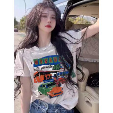 批发官图 21支纯棉-210克（100%棉） 2026年夏装短袖T恤女印花