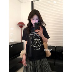 批发官图 21支纯棉-210克（100%棉） 2026年夏装短袖T恤女印花