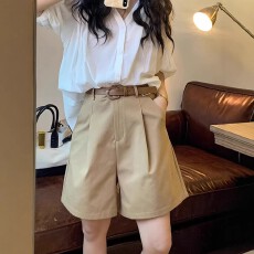 批发工装裤<b class='q'>女</b>2026夏季新款高腰五分<b class='q'>休闲裤</b>宽松A字阔腿裤腰带5分直筒裤