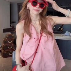 批发韩版爱心刺绣扭结背心<b class='q'>衬衫</b>女2026新款设计感苎麻小衫无袖别致上衣