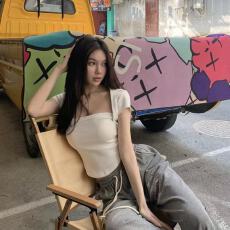 批发2026夏季40支纯棉210克92棉/8氨纶纯色短袖T恤女<b class='q'>一字领</b>