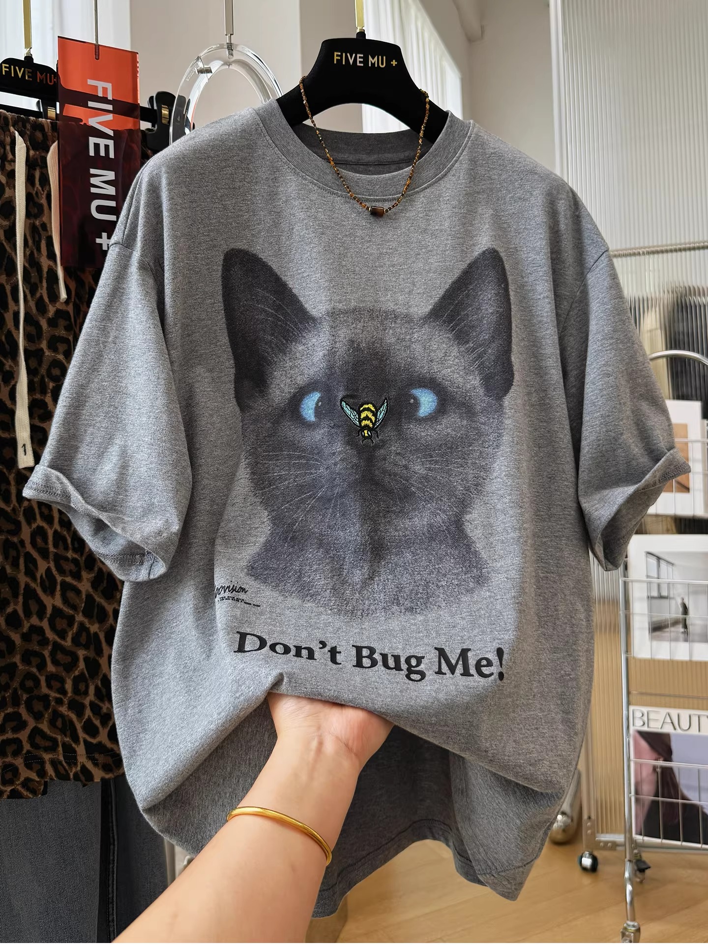 2026 여름 21 순면 210 그램 2026 년 봄 여름 드레스 반팔 티셔츠 여성 한국 스타일 프린트