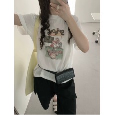 21支纯棉-210克100%棉 2026年春夏装短袖T恤女韩版印花