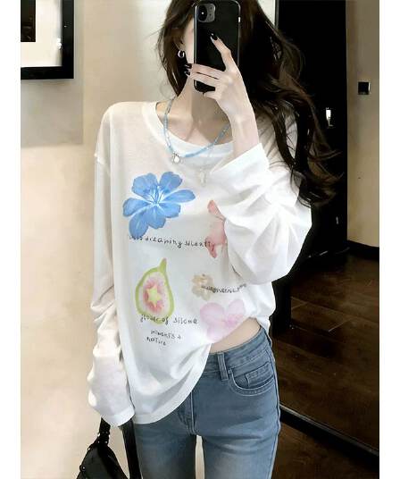 더블 색상 주간 실크 리브 네클라인 두 바늘 새로운 다용도 허리 수축 슬림해 보이는 자외선 차단 블라우스 맨위