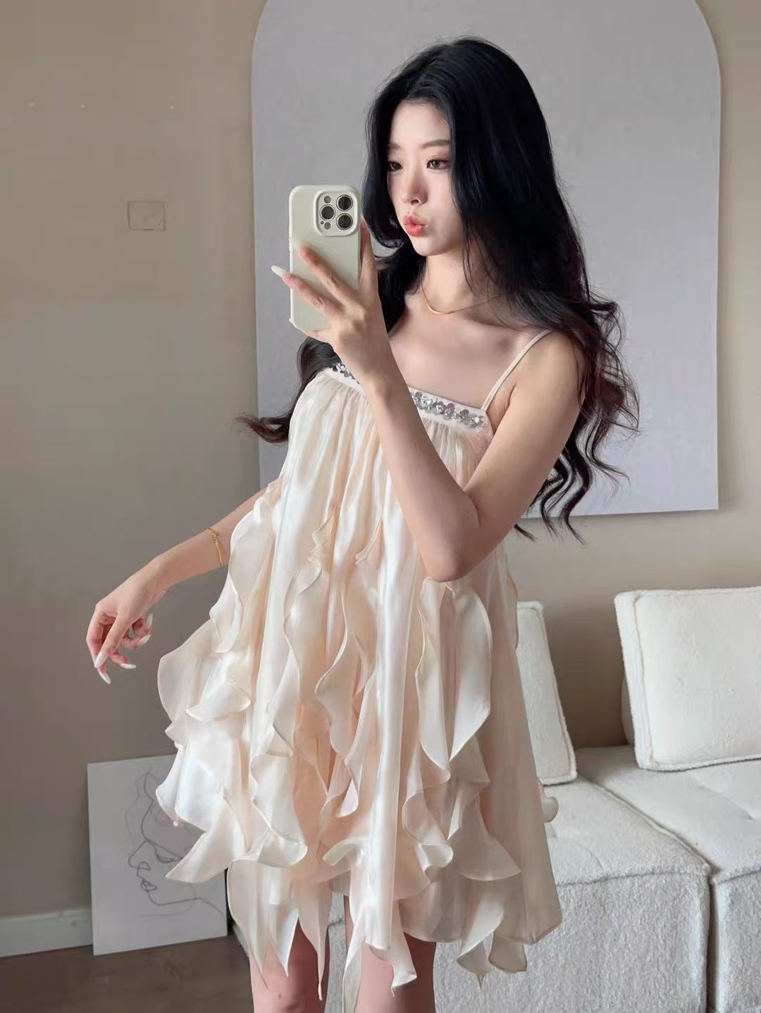 신제품 행침 목 드레스 Chic 아름다운 요정 치마 작은 키 생일 작은 행사 치마 슈퍼 잘 생긴 흐름 지불 여성 의류