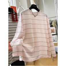 批发【原版面料】特大码300斤条纹长袖T恤女夏薄款时尚<b class='q'>防晒衫</b>上衣