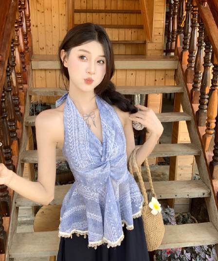 원본 자수 원단 명중 가져 가라. 민족 스타일 무거운 작업 자수 행침 목 V넥 조끼 여성 여름 섹시함 백리스 맨위