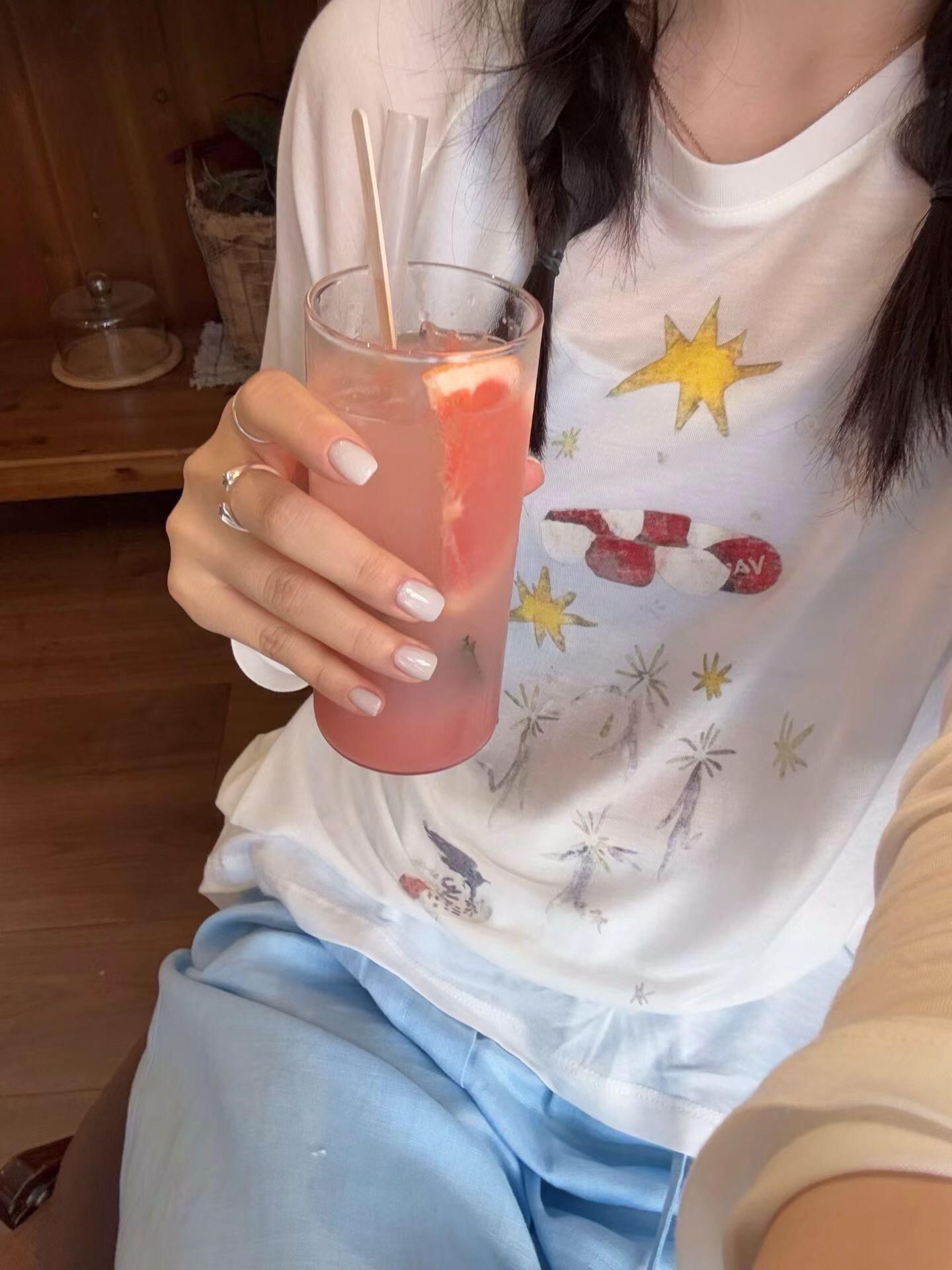 높은 품질 180 그램 아마 눈꽃 비스듬한 어깨 티셔츠 자외선 차단 기본 셔츠 블라우스 통기성 루즈핏