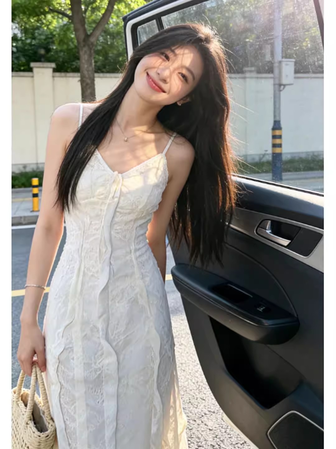 2026 여름 여자 순수한 욕망 섹시함 프릴 슬립 여성 드레스 허리 수축 타이트 스커트 슬림해 보이는 휴가 길다 치마