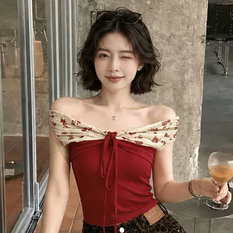 원본 원단 것 2026 년 여름 새로운 프랑스식 디자인 센스 작은 대중 티셔츠 여성 패션 품격 고유 한 맨위