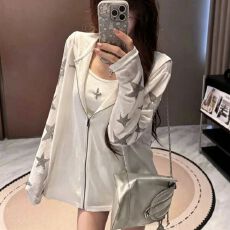 批发2026<b class='q'>秋</b>季压钻+白金拉链广州雪花棉防晒罩衫女