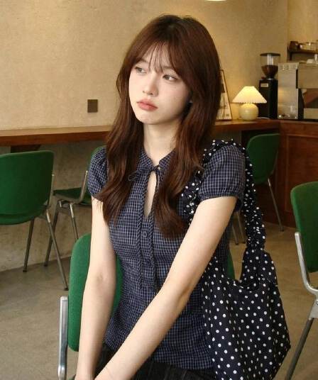 나비 매듭 홀로우 아웃 레이스업 여성 셔츠 여름 레트로 체크무늬 셔츠 반팔 허리 수축 맨위