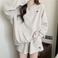 批发实拍2026秋季6535华夫格后包领<b class='q'>休闲</b>运动套装女