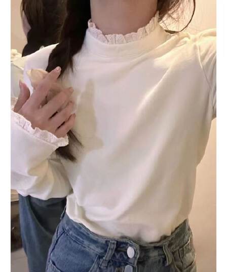 순면 리브 반하이넥 기본 셔츠 여성 인사이드 가져 가라. 봄 가을 겨울 몸매 가꾸기 긴팔 티셔츠 디자인 센스 레이스 맨위 서비스