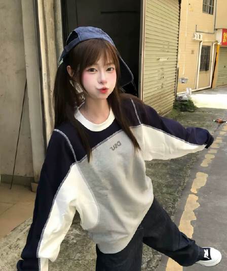 2026 가을 얇은 스타일 이후 패키지 칼라 순수한 Mianhua 면 복합 후드티 여성