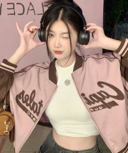 아메리칸 복잡한 고대 국가 트렌디 패치워크 배색 쇼트 스타일 야구 유니폼 가을 겨울 2026 긴팔 캐주얼 느긋한 학원 여성 코트
