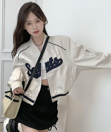 2026 가을 새로운 한 부서 캐주얼 야구 유니폼 재킷 맨위 여성 작은 키 아메리칸 레트로 짧은 외투