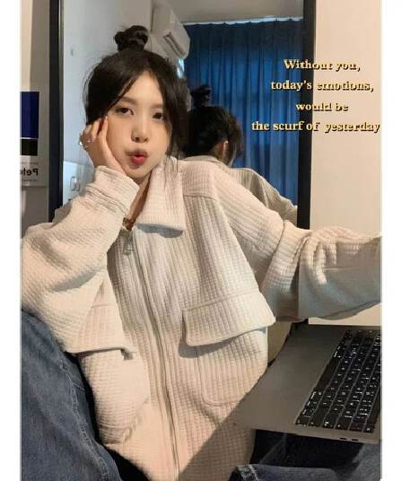 털 루트 자수 거리 레트로 알파벳 자수 펌프 로프 재킷 여자 학생 가을 후아 남편 그리드 재킷 맨위 트렌디