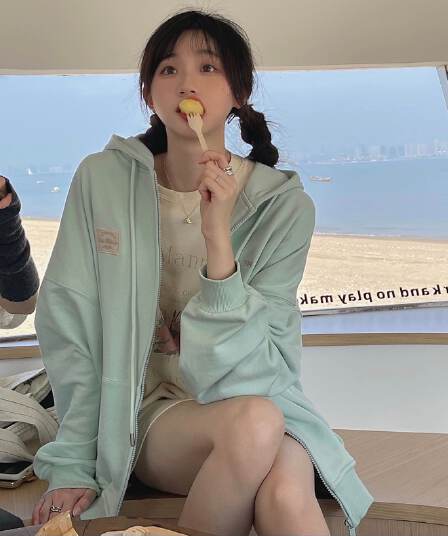 2026 경관 그림 65 물고기 규모 자수 지퍼 후드티 여성 재킷 가을 얇은 스타일 조기 봄 가을 개성