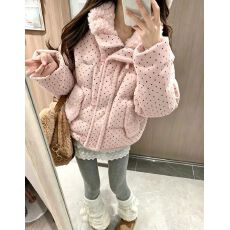 批发灯芯绒波点<b class='q'>羽绒服</b><b class='q'>女</b>2026冬季新款加厚宽松毛领面包服短款外套上衣