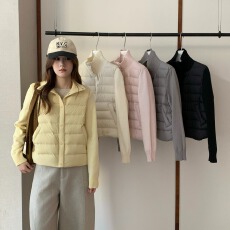 批发针织立领拼接<b class='q'>羽绒服</b>女短款2026年冬季新款小个子轻薄排骨打底外套