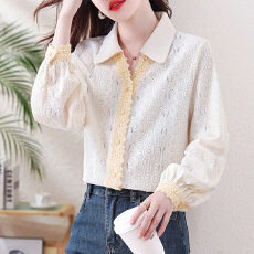 批发現貨  实拍秋季新款欧若拉风长袖衬衫女2025时尚休闲宽松衬衣