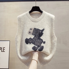 批发圆领针织马甲背心女2025秋季新款宽松外穿马夹叠穿外搭毛衣坎肩潮