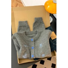 批发灰色长袖针织<b class='q'>开衫</b>女新款超火秋季穿搭刺绣上衣