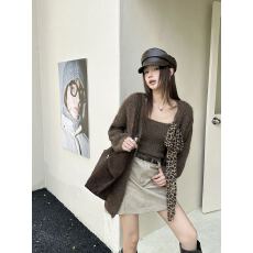 批发韩版辣妹纯欲修身吊带背心慵懒风<b class='q'>宽松</b>针织开衫外套两件套装女秋季