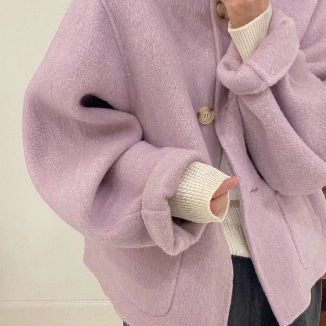 2025 Autumn/Winter New Korean Style Youthful Crew Neck Cartoon Dog Matching Accessories Embroidered Cardigan Warm Sweater Coat