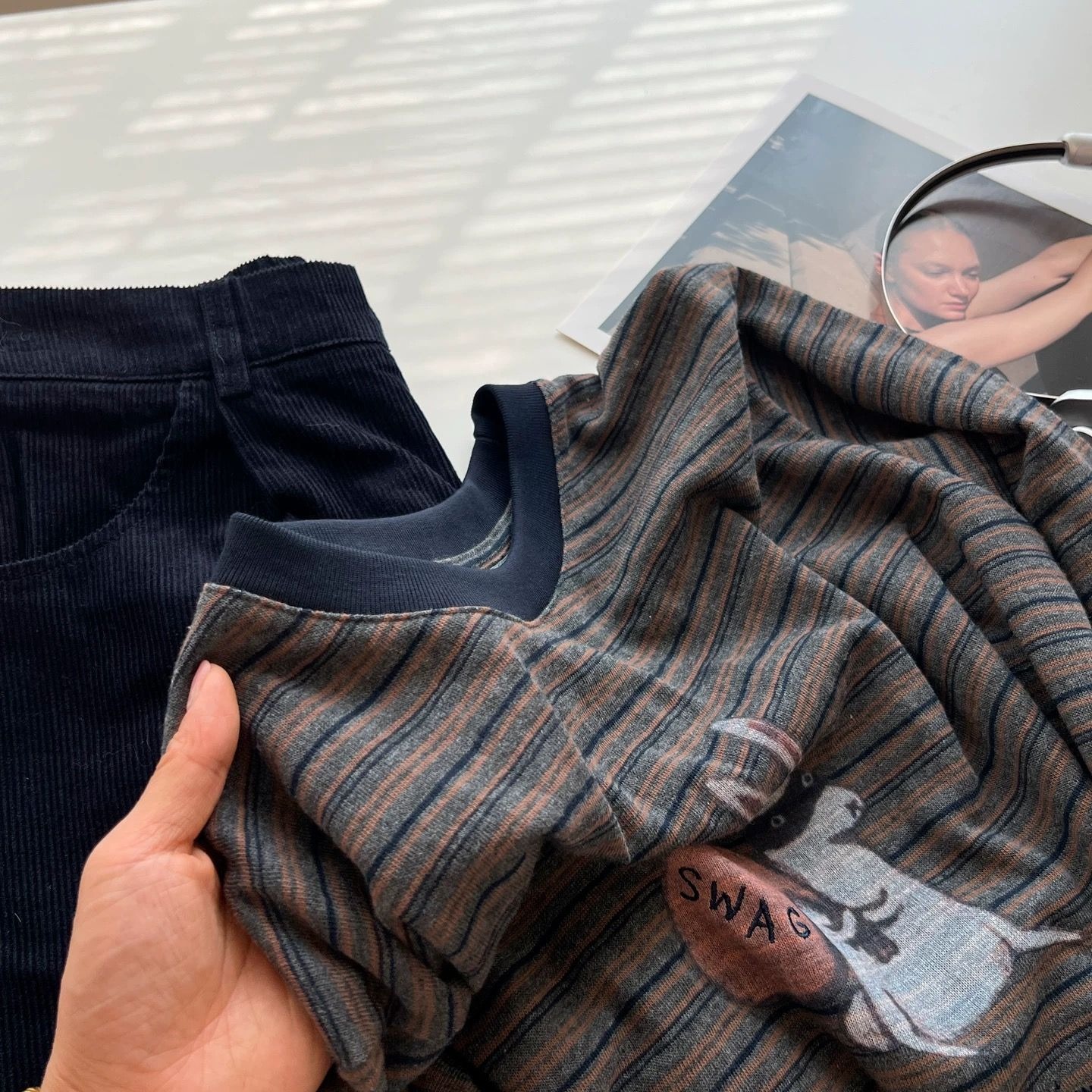 Women's Loose Long-Sleeve Striped T-Shirt - New 2025 Autumn/Winter Collection