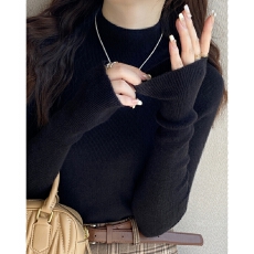 批发灰色打底衫女早秋2025新款黑色<b class='q'>针织</b>上衣内搭羊毛衫秋冬半高领毛衣