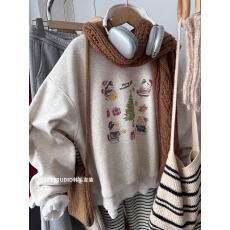 华棉复合-薄款/加绒 秋冬装加绒圆领卫衣女印花宝宝绒