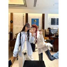 批发原版面料腊肠狗刺绣<b class='q'>格子衬衫</b>女2025春秋宽松百搭小众叠穿上衣外套