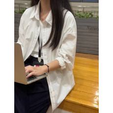 批发轻奢高级纯棉正肩衬衫2026春夏季薄款宽松百搭显瘦衬衣长袖<b class='q'>上衣</b>