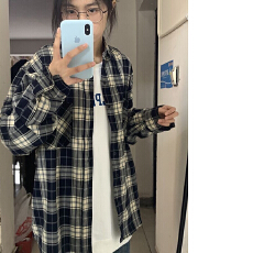 批发美式新款复古<b class='q'>格子衬衫</b>女春夏港风小众情侣衬衣开衫宽松外套ins潮