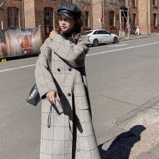 批发复古格子赫本风呢子大衣女<b class='q'>秋</b>冬季2025新款高级设计感气质毛呢外套