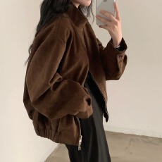 美式复古麂皮绒外套女2026春秋季爆款小个子高级感短款夹克上衣潮