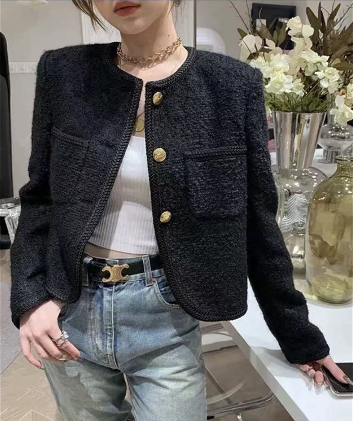 爆款新款小香风外套女2026短款法式高端小个子黑色名媛设计感上衣